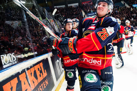 Djurgårdens Marcus Sörensen och David Rundqvist jublar