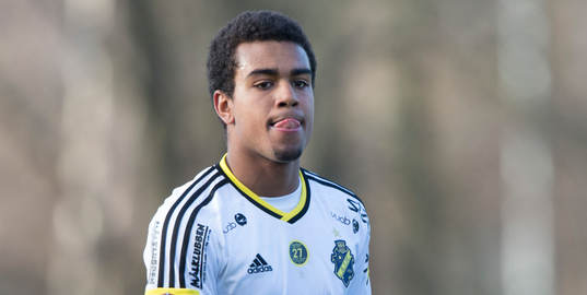 s Noah Sonko Sundberg i matchen i Svenska cupen mellan Kristianstad och AIK i Kristianstad 28 februari 2015.