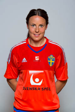 Sveriges målvakt Carola Söberg poserar för ett porträtt den 2 mars 2015 i Albufeira, Portugal.