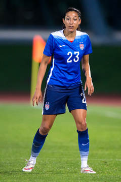 s Christen Press under en fotbollsmatch i Algarve Cup mellan Norge och USA den 4 mars 2015 i Vila Real de Santo Antonio, Portugal.