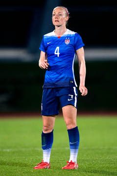 s Becky Sauerbrunn under en fotbollsmatch i Algarve Cup mellan Norge och USA den 4 mars 2015 i Vila Real de Santo Antonio, Portugal.