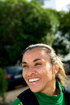 Brasiliens Marta Vieira da Silva blir intervjuad