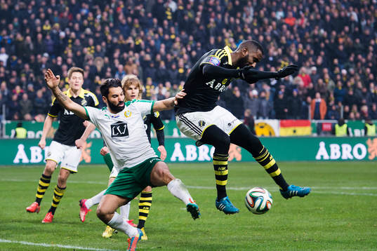 s Henok Goitom under fotbollsmatchen i Svenska cupen mellan AIK och Hammarby den 7 mars 2015 i Stockholm.