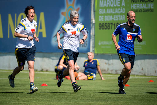 Sveriges materialare Jessica Karlsson, förbundskapten Pia