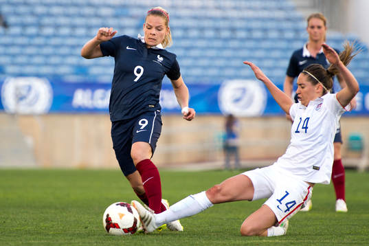 s Morgan Brian under finalen i Algarve Cup mellan Frankrike och USA den 11 mars 2015 i Almancil.
