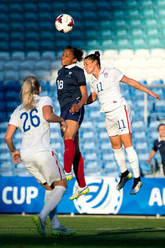 s Ali Krieger under finalen i Algarve Cup mellan Frankrike och USA den 11 mars 2015 i Almancil.