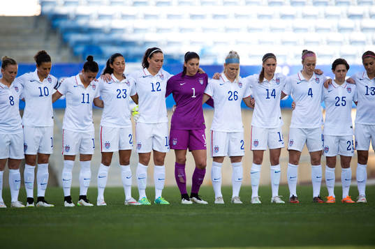 s Amy Rodriguez, Carli Lloyd, Ali Krieger, Christen Press, Lauren Holiday, målvakt Hope Solo, Julie Johnston, Morgan Brian, Becky Sauerbrunn, Meghan Klingenberg och Alex Morgan.