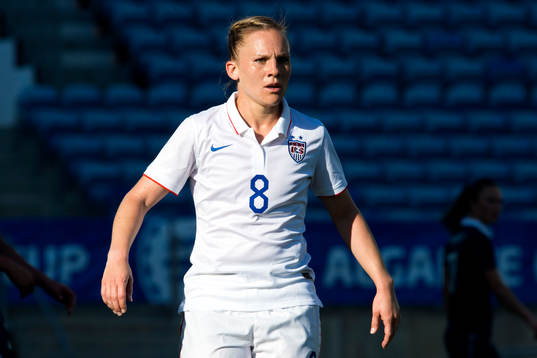 s Amy Rodriguez under finalen i Algarve Cup mellan Frankrike och USA den 11 mars 2015 i Almancil.