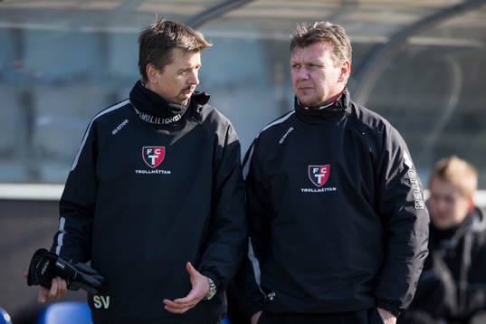 Trollhättans tränare Stefan Vennberg och assisterande tränare Jörgen Ericsson