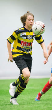 Skiljebos Hugo Rödlund i matchen i Tipselit Cup mellan Skiljebo och Öster i Jönköping 14 mars 2015.