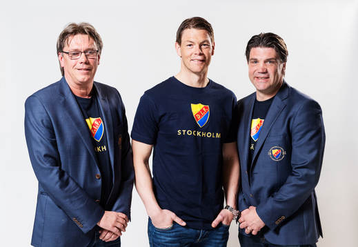 Djurgårdens tränare Per Olsson, Kenneth Höge och sportchef Bo Andersson