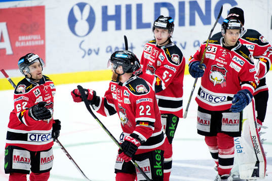 Malmö Redhawks spelare med Jens Jakobs och Jeremias