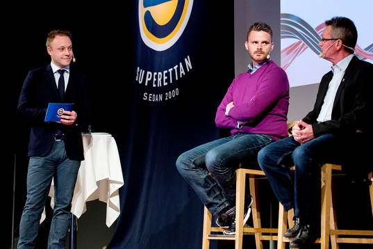 s tränare Anders Lindroth under upptaktsträffen inför Superettan i fotboll den 26 mars 2015 i Stockholm.