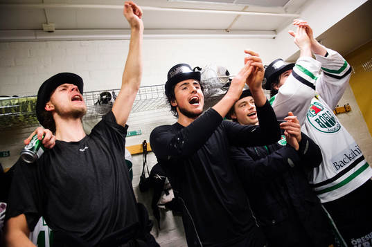 Rögles Jens Hellgren, Alen Bibic, Filip Karlsson och