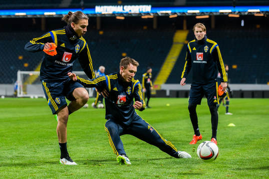 Sveriges Erik Johansson, Kim Källström och Ola Toivonen