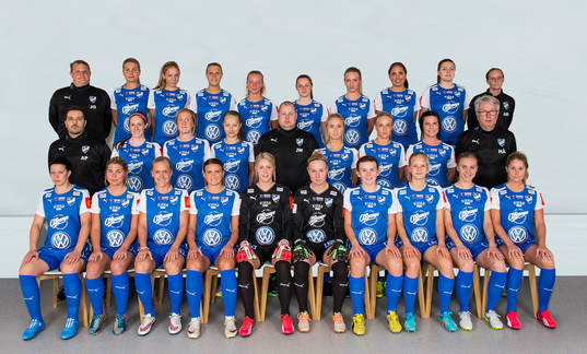  IFK Kalmars lagbild bakre raden från vänster Johan Grönroos assisterande tränare, Tilda Bengtsson, Clara Berggren, Emilia Hjertberg, Lisa Johansson, Anna Karlsson, Maja Träff Williams, Mathilda Johansson Prakt, Emma Jones, Ann-Marie Jonsson, lagledare. Mellersta raden fr v. Alexandros Postanidis, målvaktstränare, Sofia Olsson, Ewa Thunberg, Antonia Conradsson, Jonas Walfridsson, tränare, Jonna Ståhl, Malin Thorén, Lisa Malmström, Hans Ådén, leg sjukgymnast. Främre raden fr v. Linnéa Johansson, Michaela Sandberg, Elsa Karlsson, Elin Olofsson, Lovisa Johansson, Jonna Andersson, Malin Thor, Fanny Nilsson, Mathilda Hasselgren Larsson, Amanda Fredriksson i Kalmar den 30 mars 2015.