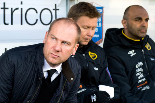Elfsborgs manager Magnus Haglund, assisterande tränare Peter Wettergren, och tränare Jan Mian