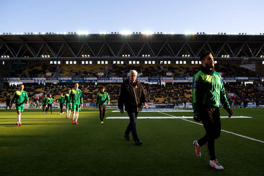 Hammarbys tränare Nanne Bergstrand innan fotbollsmatchen i