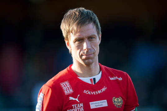  Mjällbys Mattias Asper i matchen i Superettan mellan Mjällby och Athletic i Mjällby 8 april 2015.