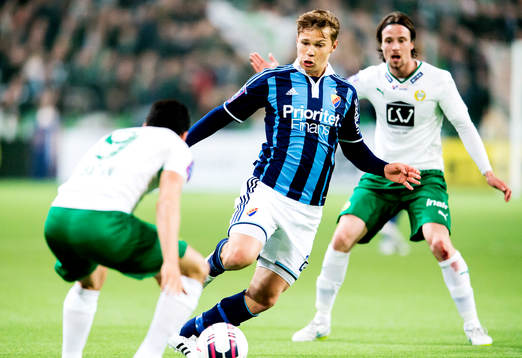 Djurgårdens Jesper Karlström och Hammarbys Stefan Batan och Linus Hallenius