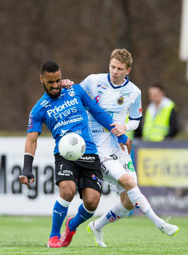 Halmstads Junes Barny i kamp med Gefles Johan Bertilsson