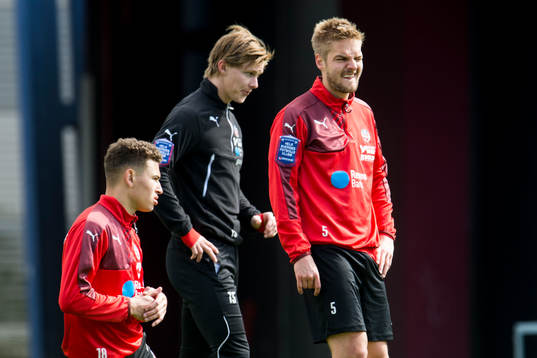Helsingborgs Jordan Larsson, Emil Krafth och Johan Mårtensson