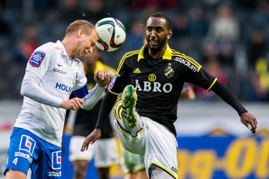 s Henok Goitom under fotbollsmatchen i Allsvenskan mellan AIK och Norrköping den 10 maj 2015 i Stockholm. 