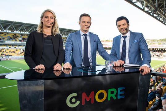 Malin Jonsson, Jon Persson och Tommy Åström i Cmore studion