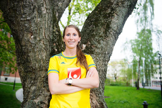 Sveriges Emma Berglund poserar för ett porträtt när VM-truppen presenteras