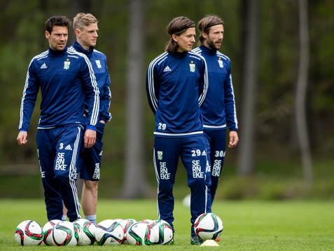 IFK Göteborgs Heath Pearce, Sören Rieks, Lasse Vibe och Mattias Bjärsmyr