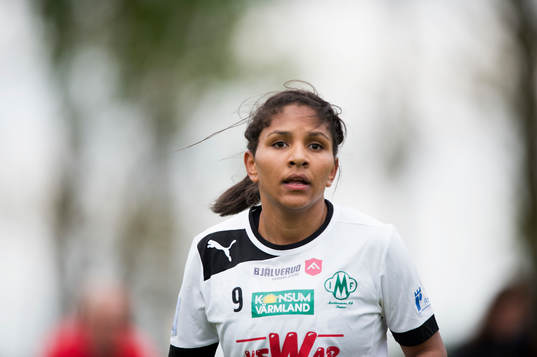 Mallbackens Madelen Janogy i matchen i damallsvenskan mellan Kristianstad och Mallbacken i Kristianstad 16 maj 2015.
