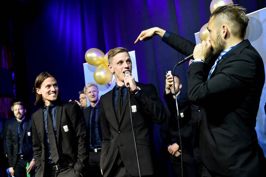 IFK Göteborgs Lasse Vibe, Sören Rieks och målvakt John Alvbåge
