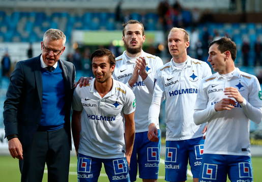 Norrköpings tränare Jan Andersson, Christopher Nilsson Telo, Emir Kujovic, Andreas Johansson och Nikola Tkalcic