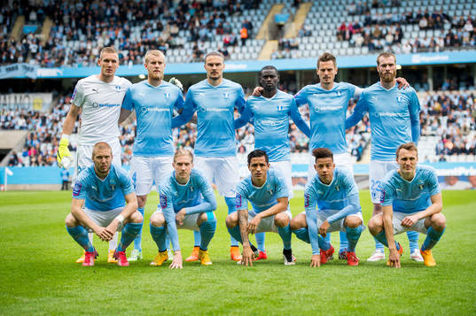 Malmö FFs startuppställning målvakt Robin Olsen, Filip Helander, Erik Johansson, Enoch Kofi Adu, Markus Rosenberg, Jo Inge Berget, Anton Tinnerholm, Simon Kroon, Victor Yoshimar Yotun Flores, Tobias Sana och Magnus Wolff Eikrem