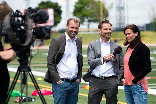 Daniel Kristiansson, Max Grinndal och Malin Swedberg, TV4