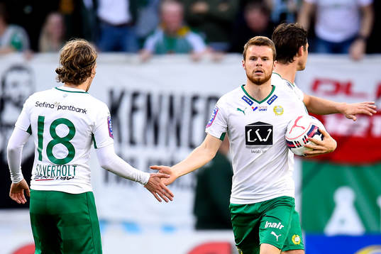 Hammarbys Måns Söderqvist jublar efter 2-1