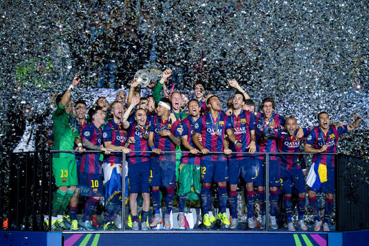 Barcelona jublar med pokalen