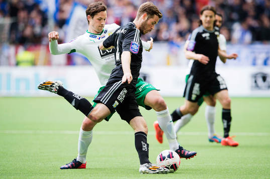 Hammarbys Philip Haglund och IFK Göteborgs Emil Salomonsson