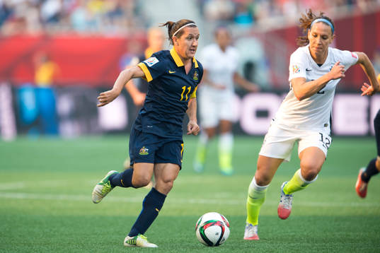 s Lauren Holiday under fotbollsmatchen i VM mellan USA och Australien den 8 juni 2015 i Winnipeg.