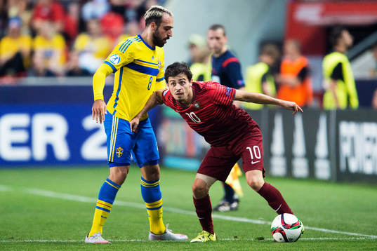 Sveriges Abdullah Khalili och Portugals Bernardo Silva