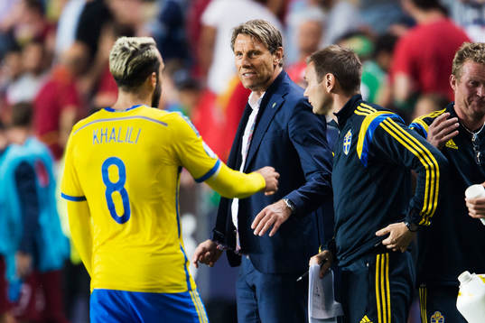 Sveriges Abdullah Khalili och förbundskapten Håkan Ericson