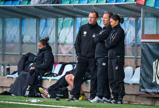 Göteborgs assisterande tränare Stig Fredriksson, tränare Stefan Rehn och assisterande tränare Jane Törnqvist