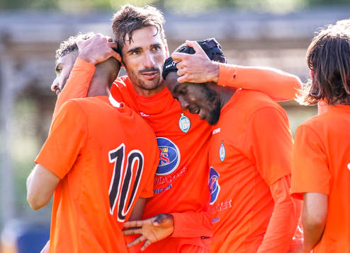 Athletics spelare firar