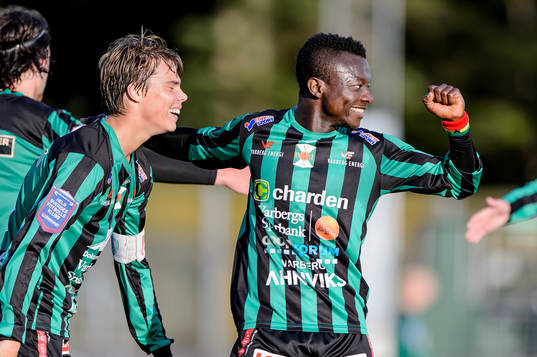 Varbergs Thomas Boakye jublar efter 5-0