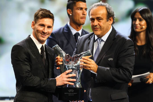 Lionel Messi, Barcelona och Michel Platini, UEFA President