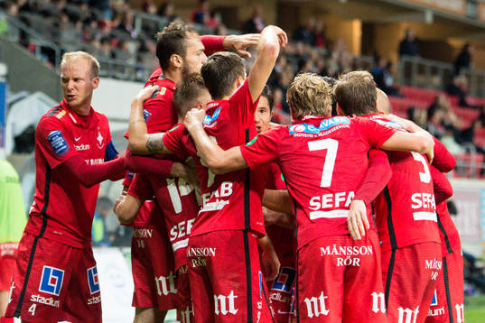 Norrköpings Emir Kujovic jublar efter 0-1