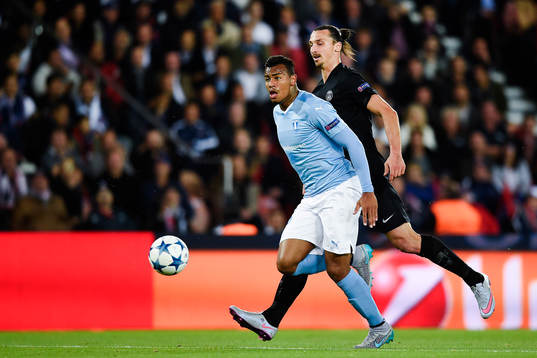 s Zlatan Ibrahimovic under fotbollsmatchen i Champions League mellan Paris Saint Germain och Malmö FF den 15 september 2015 i Paris.