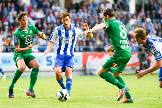 Hammarbys Philip Haglund och IFK Göteborgs Mads Winther