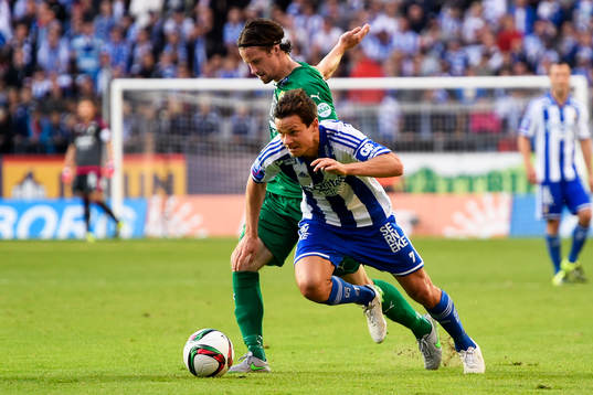 Hammarbys Linus Hallenius och IFK Göteborgs Mads Winther