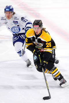 Panterns Johan Ivarsson och Leksands Brock Montpetit i